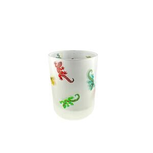 Culver Frosted Whisky Glass feat/ a Gecko or Lizard Pattern